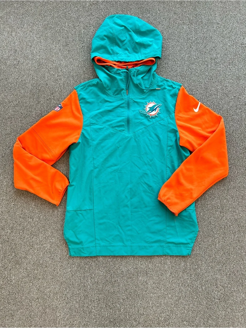 Miami Dolphins Nike NFL Hooded Windbreaker Pullover – Teal & Orange small